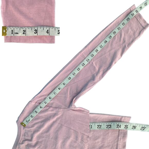 LAT Long Sleeve Crew Neck Tee Shirt Top Ladies Small Pink 100% Cotton - Picture 6 of 6